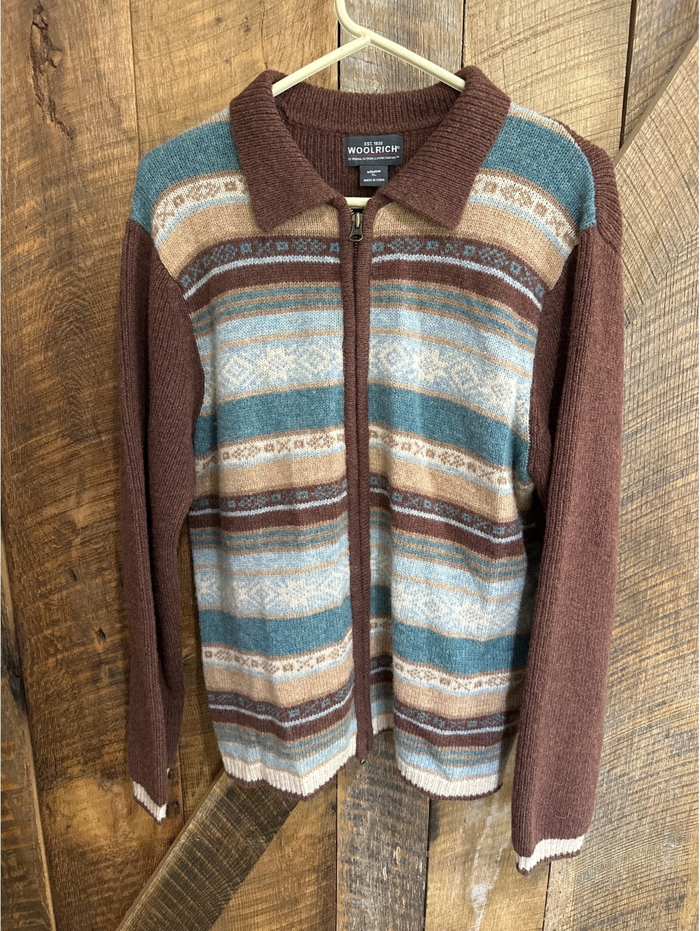 VTG Woolrich 100% Wool Full Zip Cardigan Sweater Womens XL - Read Description